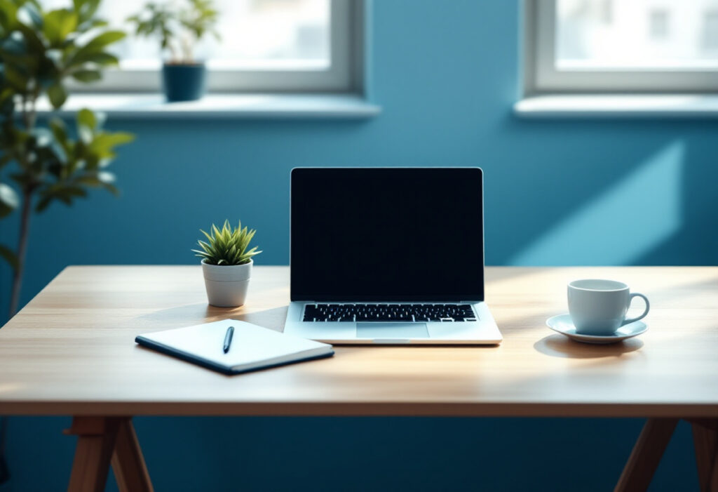 Entrepreneur reflechissant a son choix de statut entre micro-entreprise et EURL devant un bureau