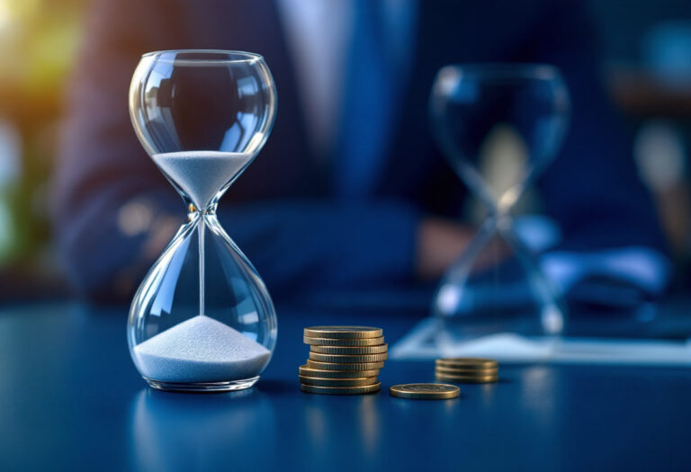 Bureau d'entreprise avec factures, registre comptable et calculatrice symbolisant le choix d'une méthode comptable