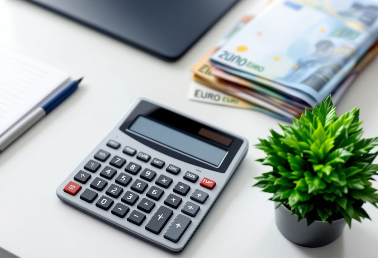 Calculatrice et billets en euros pour la gestion de trésorerie
