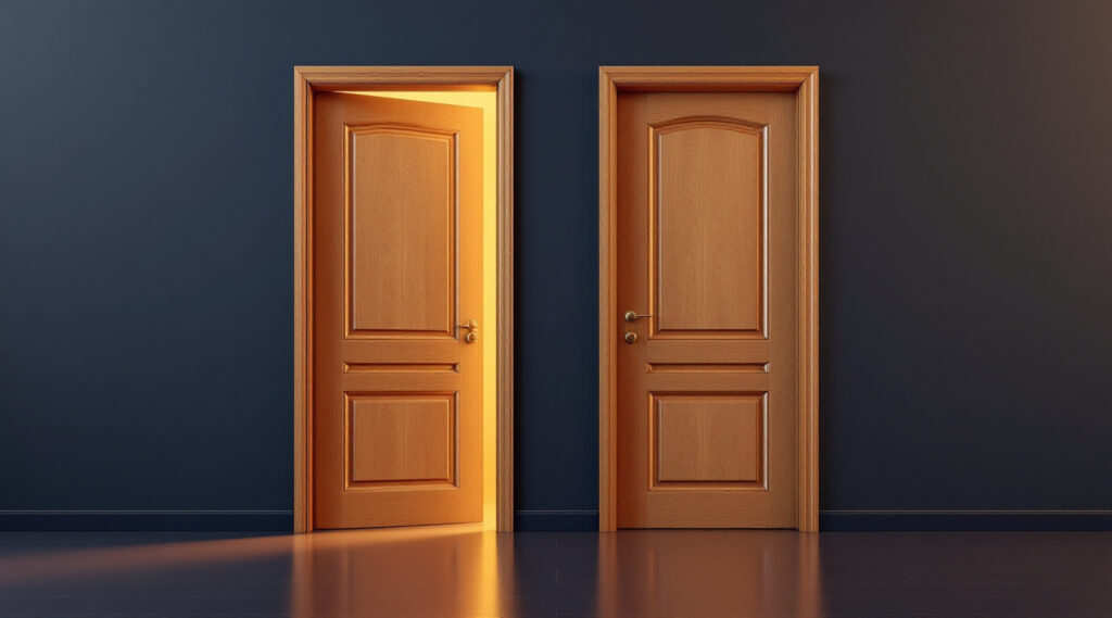 Deux portes symbolisant le choix entre SARL et SAS