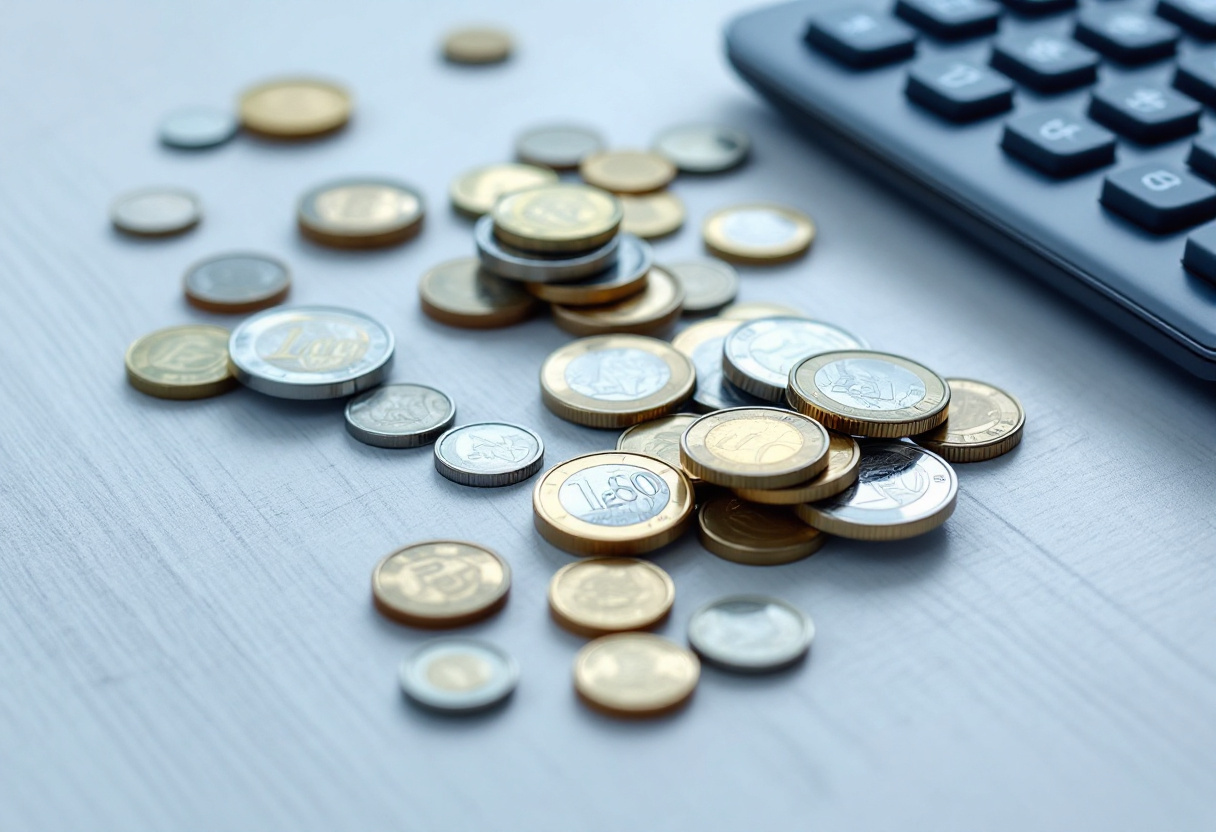 Pièces triées et calculatrice, répartition des coûts
