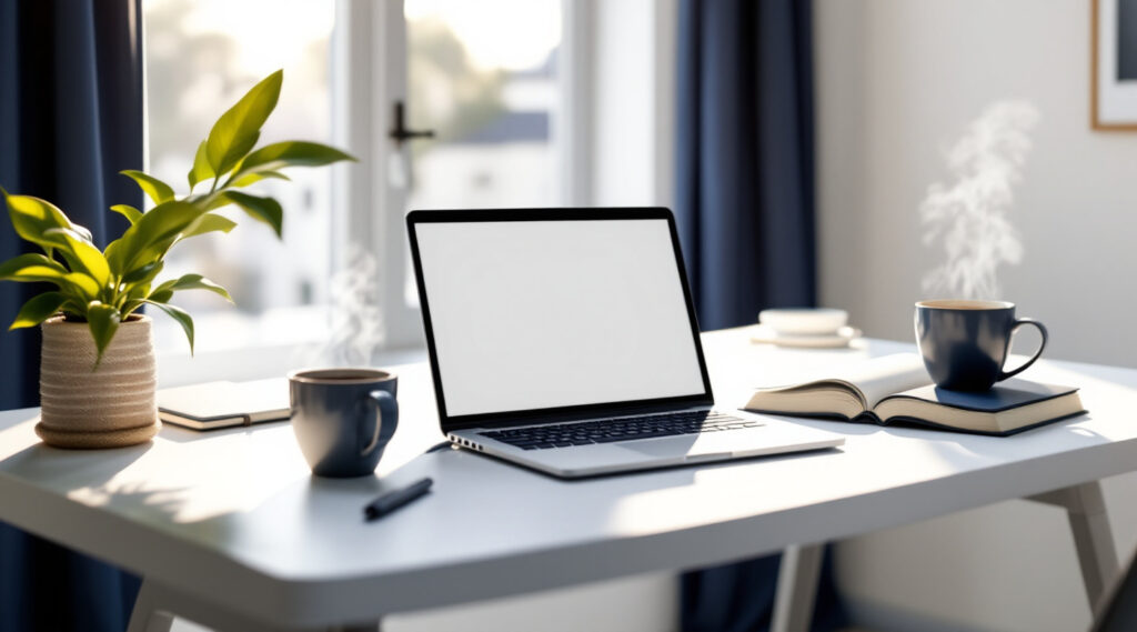 Bureau à domicile lumineux d'un auto-entrepreneur