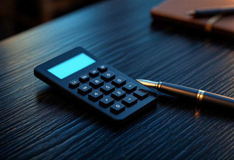 Calculatrice et stylo sur un bureau, analyse d'un compte de résultat