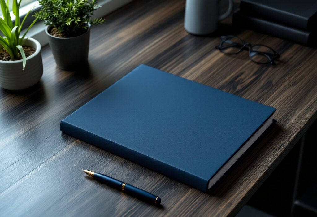 Bureau avec dossier d'assurance professionnelle et stylo